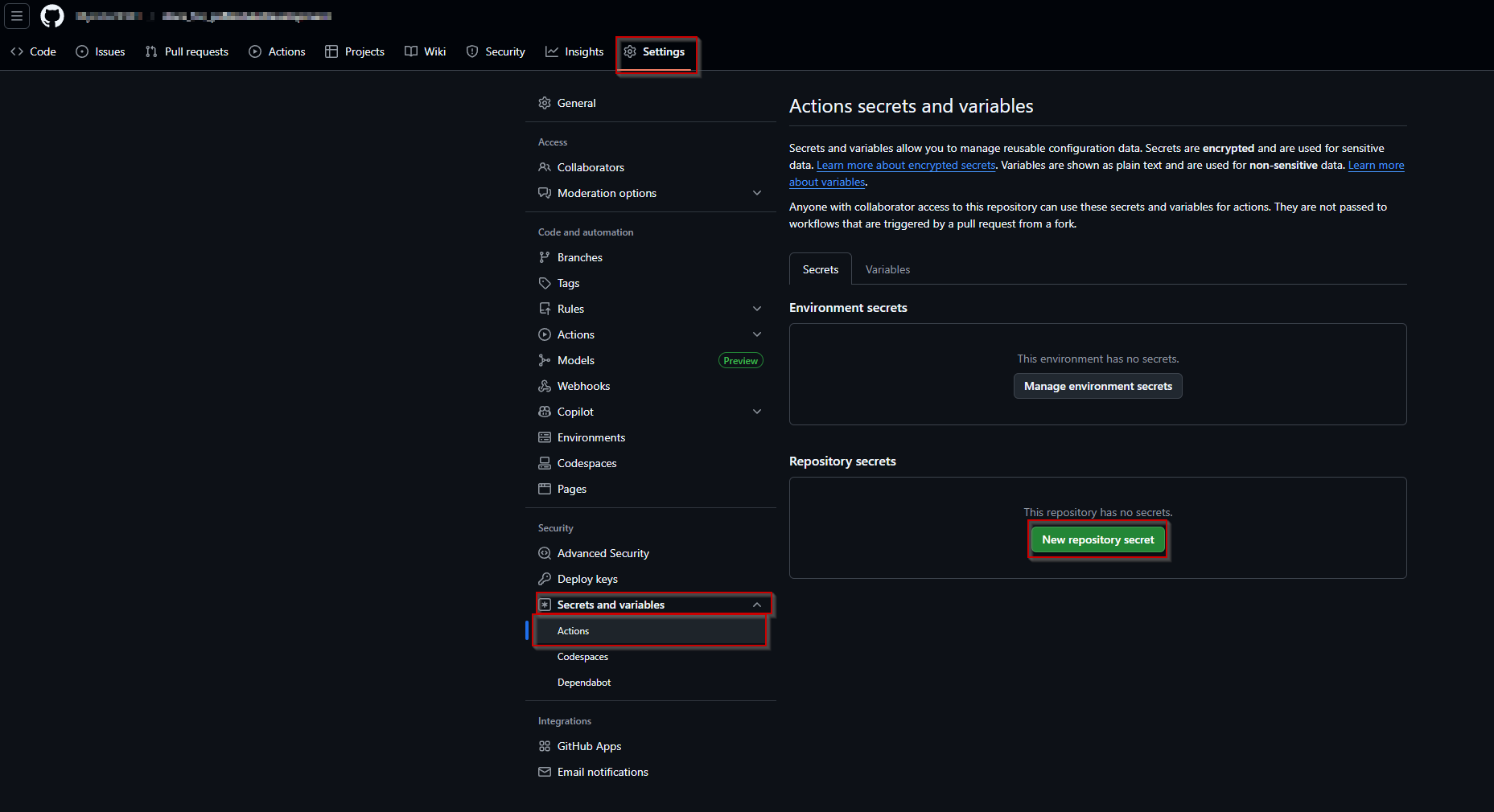 GitHub Add repository secret